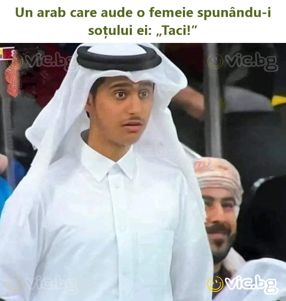 Arabų vyras, kuris girdi moterį sakant savo vyrui: „Tylėk!“