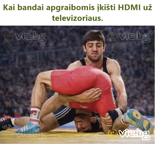 Kai bandai apgraibomis įkišti HDMI už televizoriaus.