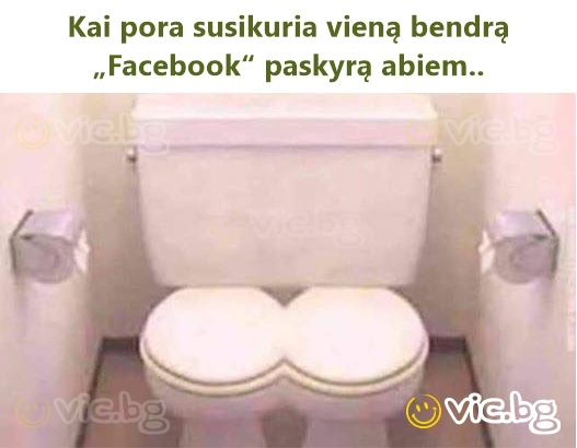 Kai pora susikuria vieną bendrą „Facebook“ paskyrą abiem..