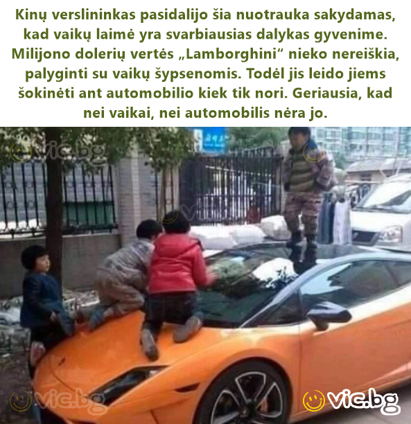 Kinų verslininkas pasidalijo šia nuotrauka sakydamas, kad vaikų laimė yra svarbiausias dalykas gyvenime. Milijono dolerių vertės „Lamborghini“ nieko nereiškia, palyginti su vaikų šypsenomis. Todėl jis...