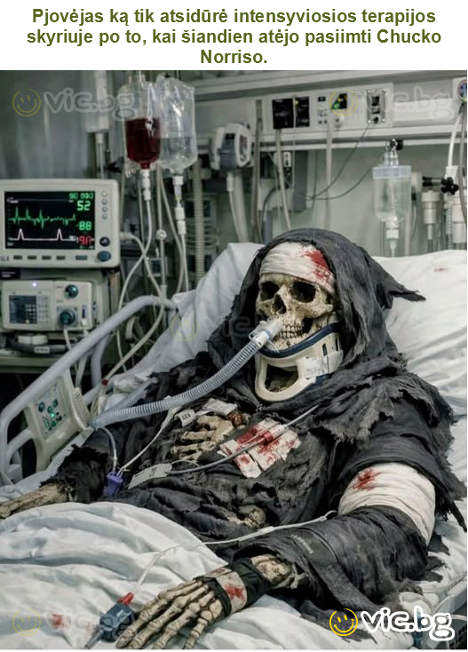 Pjovėjas ką tik atsidūrė intensyviosios terapijos skyriuje po to, kai šiandien atėjo pasiimti Chucko Norriso.