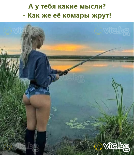 А у тебя какие мысли?  - Как же её комары жрут!