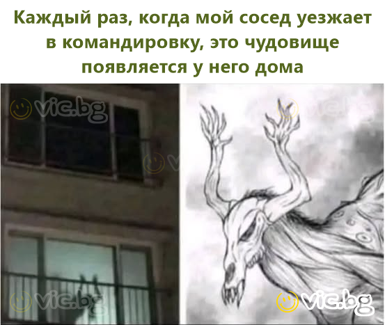 Каждый раз, когда мой сосед уезжает в командировку, это чудовище появляется у него дома