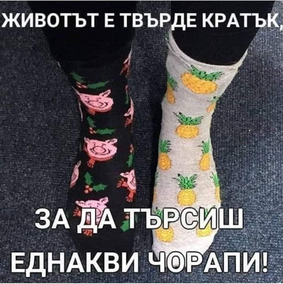 Живота е твърде кратък, за да търсиш два еднакви чорапа!