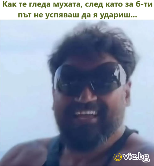 Как те гледа мухата, след като за б-ти път не успяваш да я удариш...