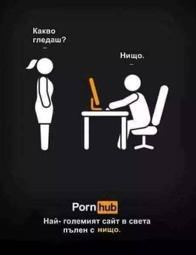 Какво гледаш? Нищо. Pornhub Най-големият сайт в света пълен с нищо.