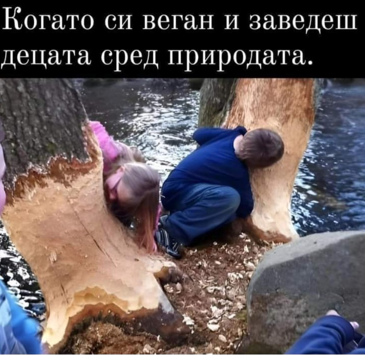 Когато си веган и заведеш децата сред природата.