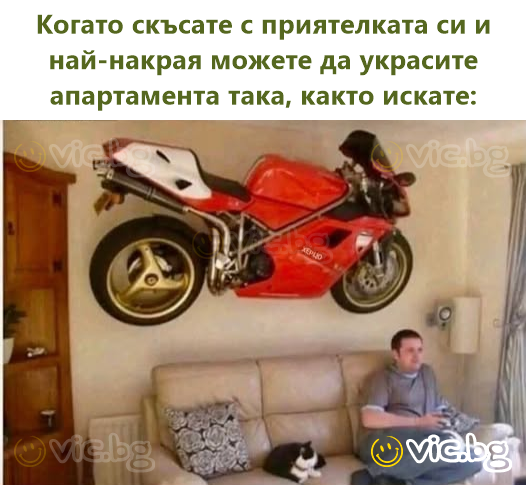 Когато скъсате с приятелката си и най-накрая можете да украсите апартамента така, както искате: