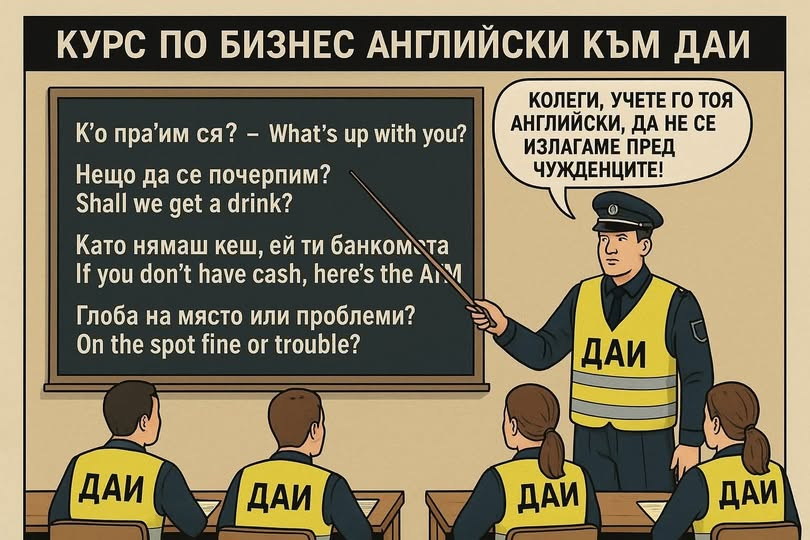 Курс по бизнес английски към даи. Колеги; учете го тоя английски, да не се излагаме пред чужденците! Ко пра'им ся? - Shal we get a drink? Като нямаш кеш, ей ти банкомта там - If you don't have cash, h