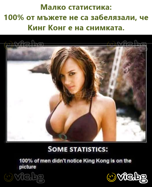 Малко статистика: 100% от мъжете не са забелязали, че Кинг Конг е на снимката.