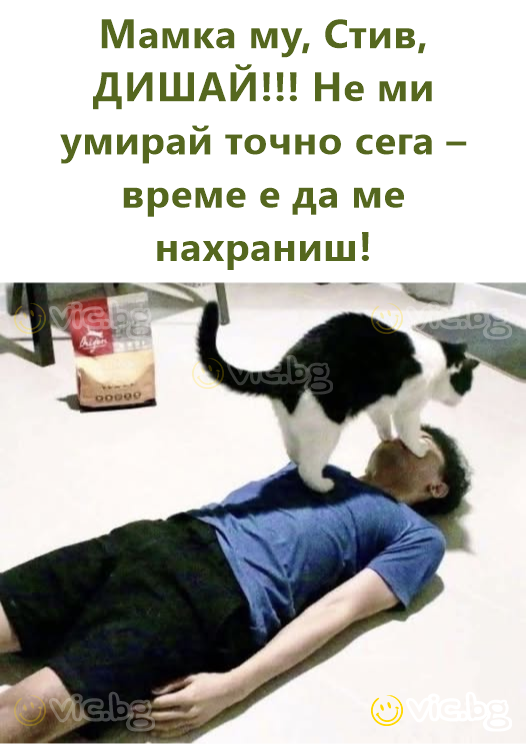 Мамка му, Стив, ДИШАЙ!!! Не ми умирай точно сега – време е да ме нахраниш!