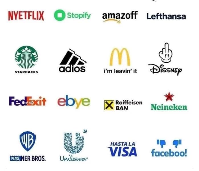 Новите лога на някои компании изготвени специално за Русия