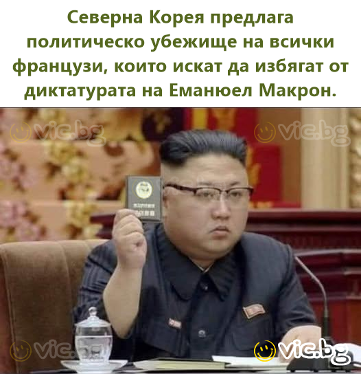 Северна Корея предлага политическо убежище на всички французи, които искат да избягат от диктатурата на Еманюел Макрон.