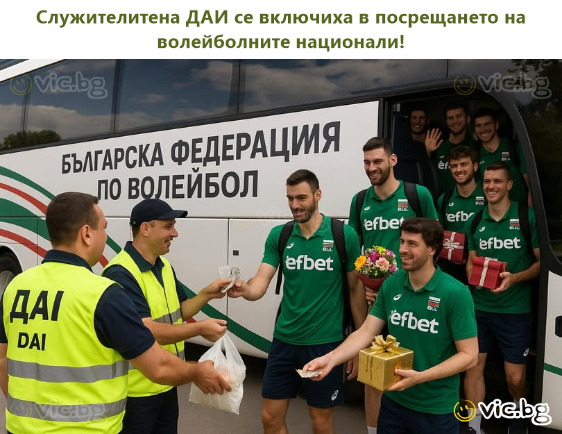 Служителитена ДАИ се включиха в посрещането на волейболните национали!