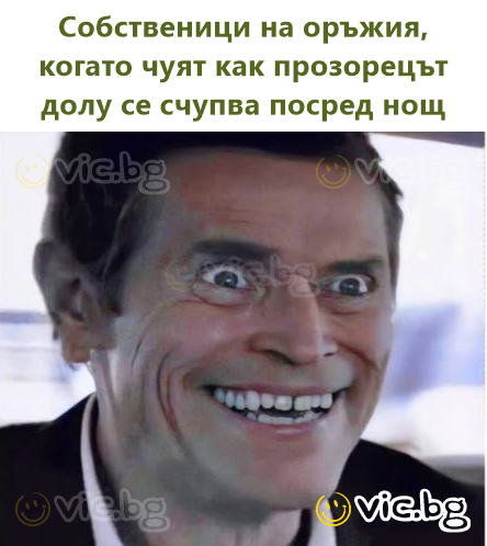 Собственици на оръжия, когато чуят как прозорецът долу се счупва посред нощ