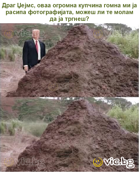 Драг Џејмс, оваа огромна купчина гомна ми ја расипа фотографијата, можеш ли те молам да ја тргнеш?