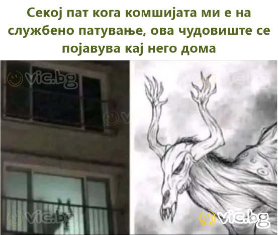 Секој пат кога комшијата ми е на службено патување, ова чудовиште се појавува кај него дома