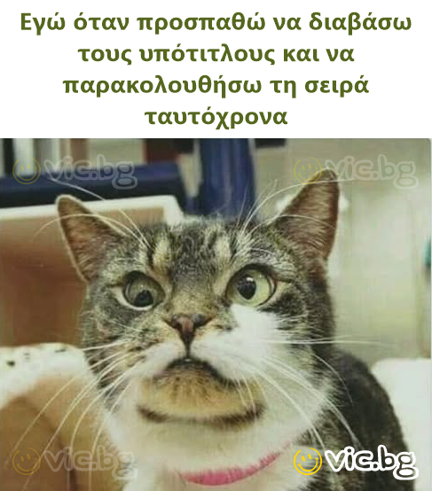 Јас кога се обидувам истовремено да читам титлови и да ја гледам серијата