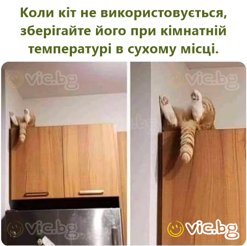Коли кіт не використовується, зберігайте його при кімнатній температурі в сухому місці.