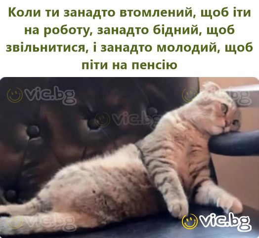 Коли ти занадто втомлений, щоб іти на роботу, занадто бідний, щоб звільнитися, і занадто молодий, щоб піти на пенсію