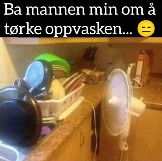 Ba mannen min om à torke oppvasken...