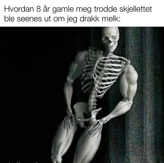 Hvordan 8 ar gamle meg trodde skjellettet ble seenes ut om jeg drakk melk: