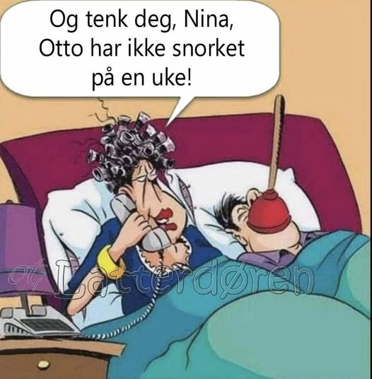 Og tenk deg, Nina, Otto har ikke snorket på en uke!