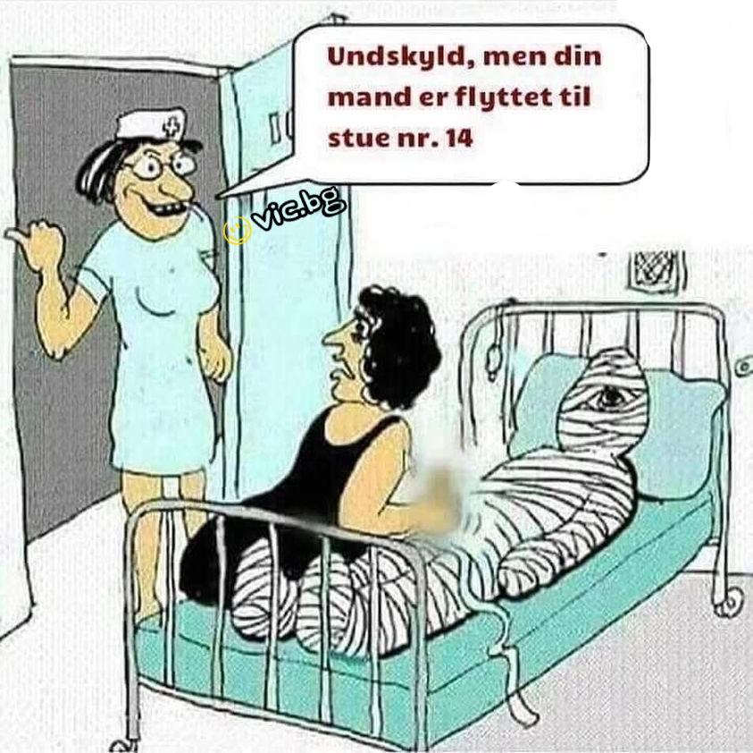 Undskyld, men din mand er flyttet til stue nr. 14